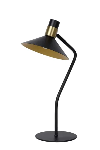 Настольная лампа Pepijn 05528/01/30 Lucide матовая золото чёрная 1 лампа, основание чёрное металл в стиле современный лофт  фото 2